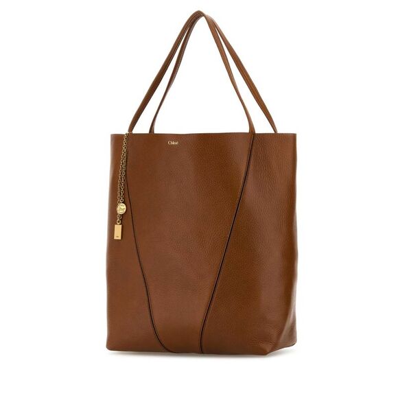 Chloe Women Caramel Leather Large Spin Shopping Bag - Picture 2 of 2